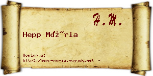 Hepp Mária névjegykártya